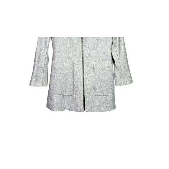 Zara Longline Herringbone Long Sleeve Jacket Blazer Zip Up Pockets M Grey #3132 - Picture 10 of 14
